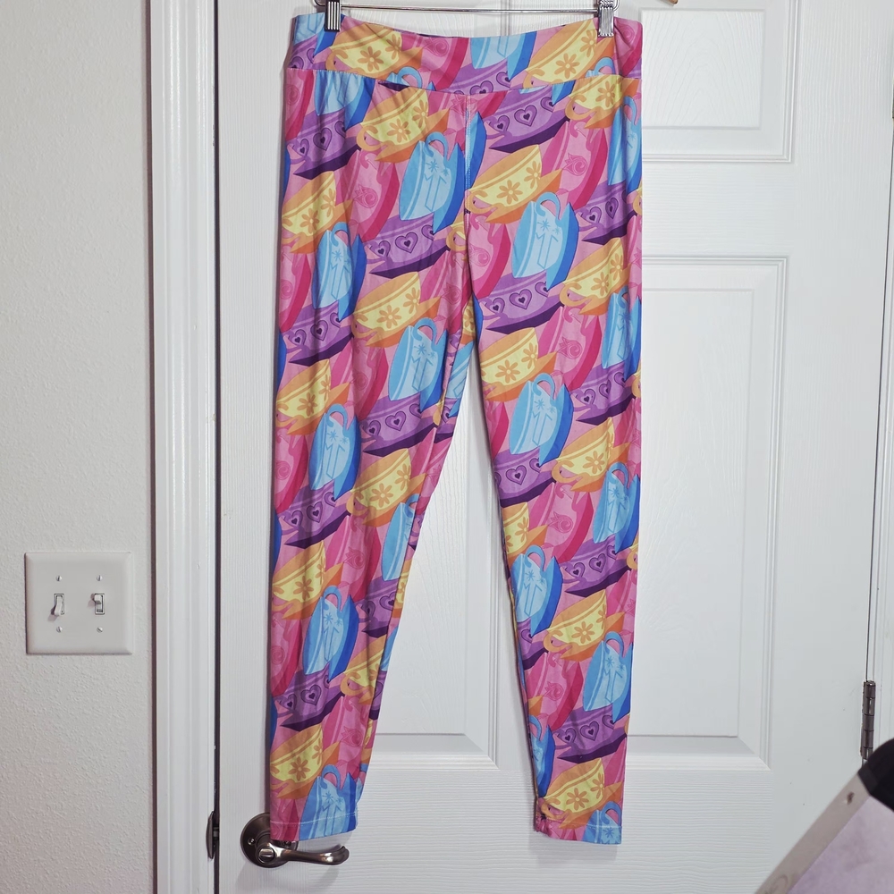 Disney Parks Alice in Wonderland Teacup Print Leggings Womens L Multicolor Pink - Picture 5 of 5